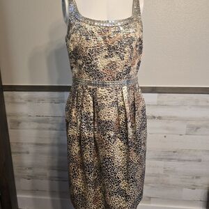 Carmen Marc Valvo Gold Sequin Sheath Dress